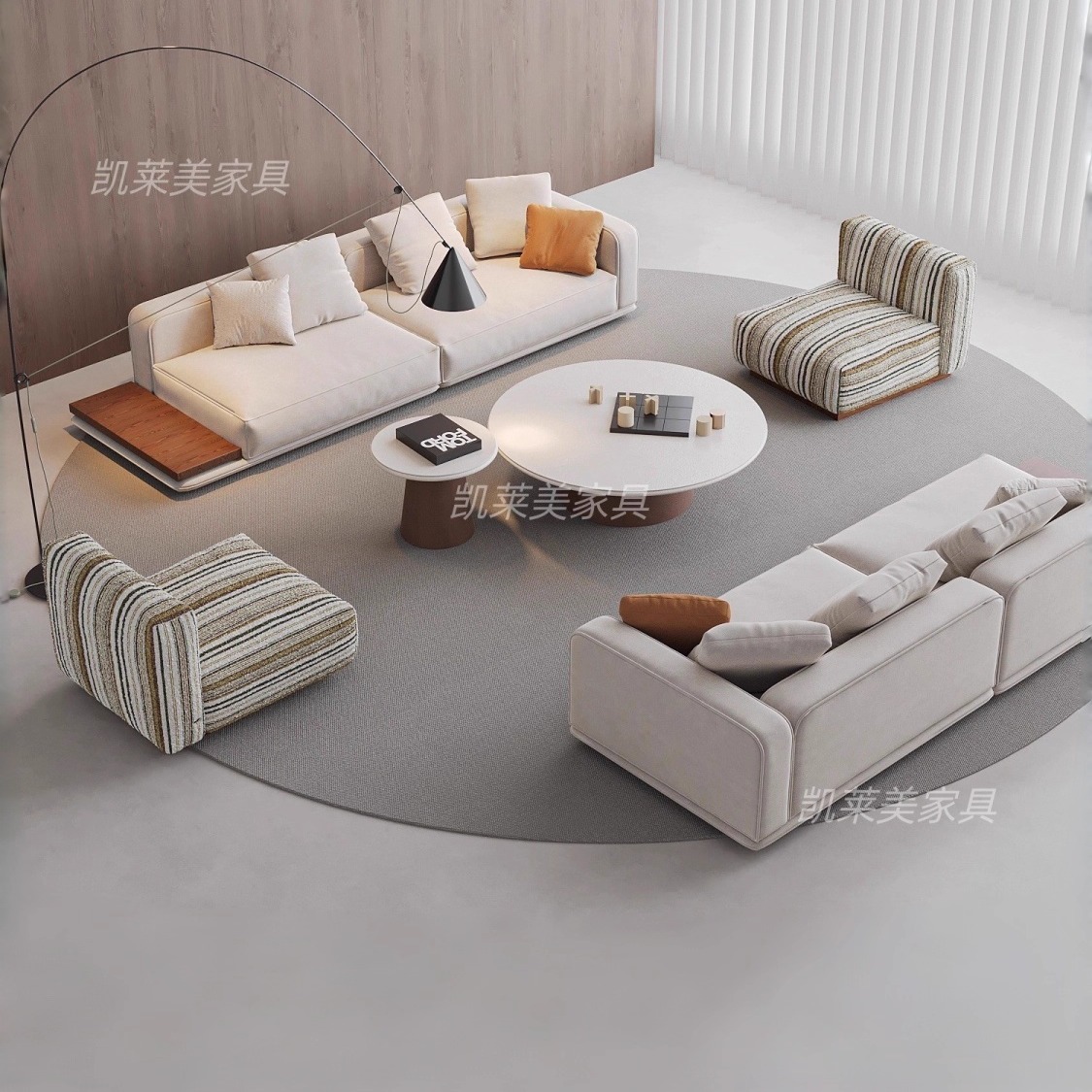 意式极简地平线豆腐块沙发