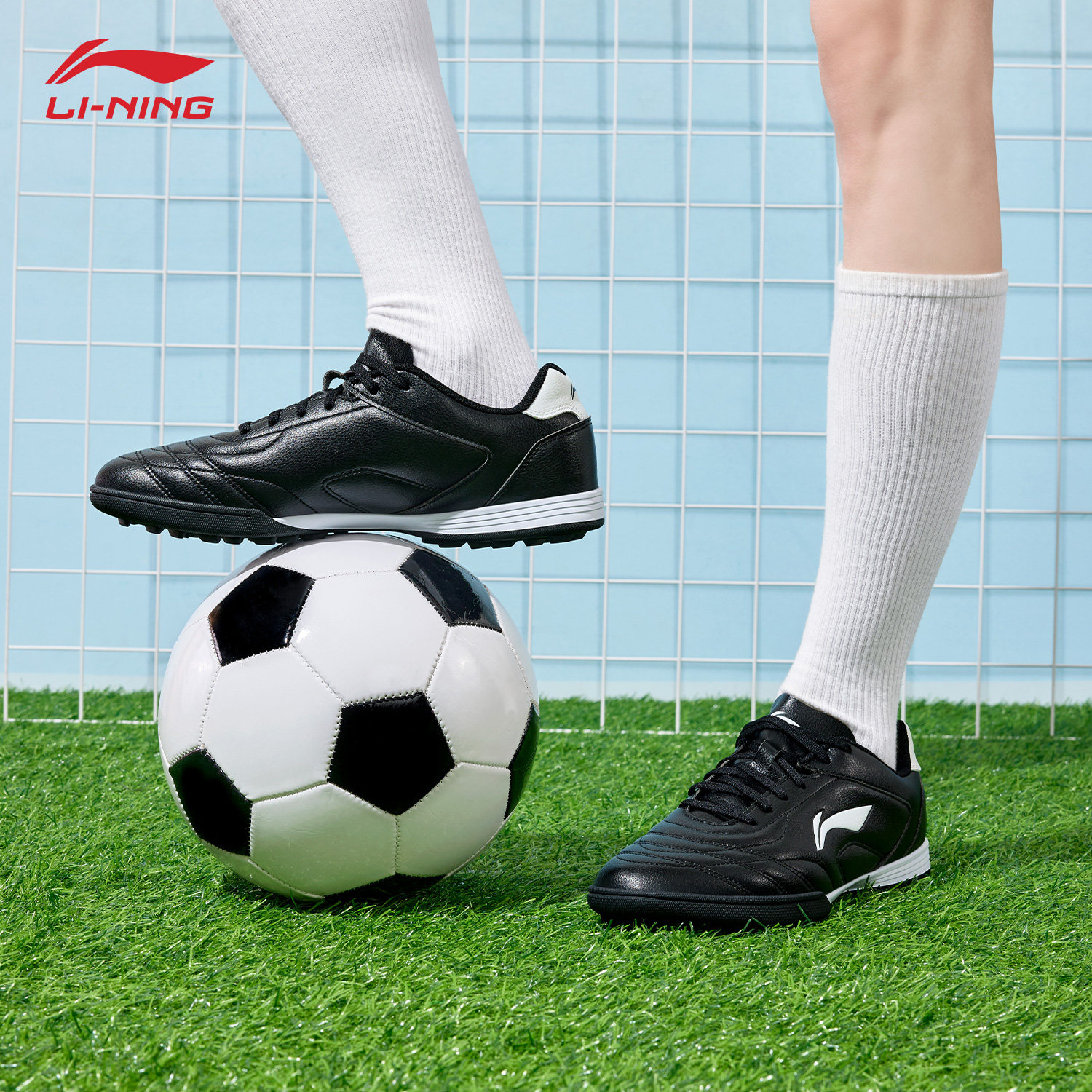 李宁男子足球鞋正品碎钉tf防滑耐磨黑色运动鞋青少年专业比赛球鞋