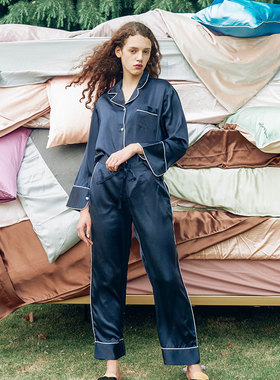 Not Just Pajama 真丝睡衣秋冬女款法式家居服三件套