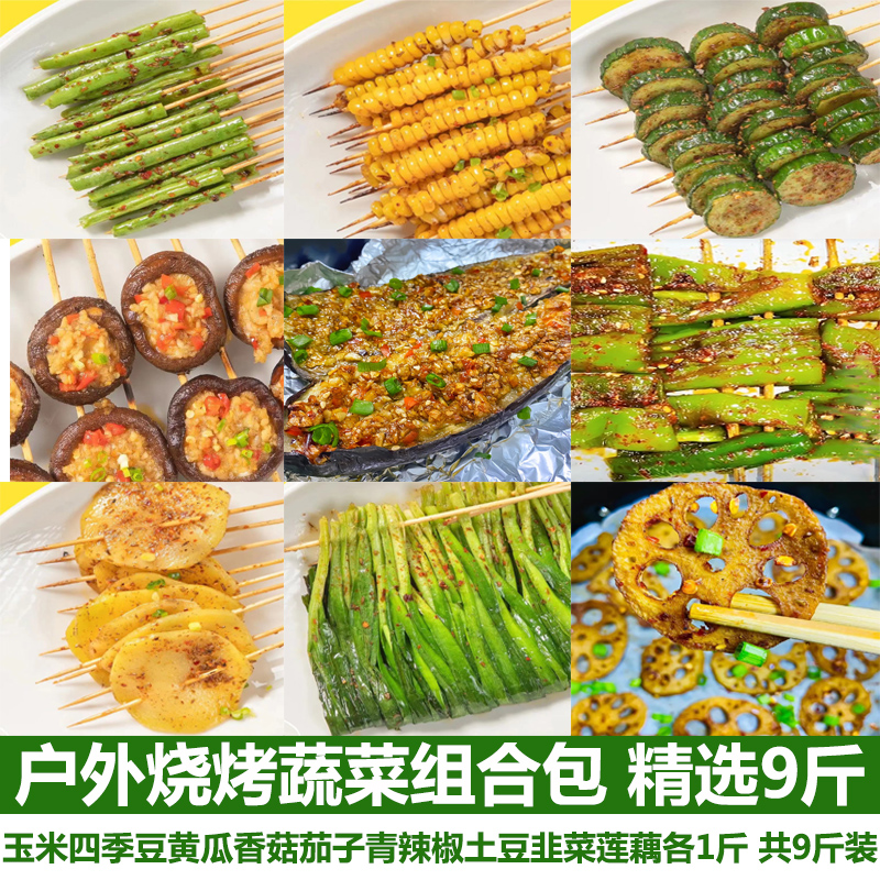 户外烧烤蔬菜组合包 烧烤素菜包 烧烤串串食材素食精选9斤装包邮