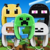 我 饰帽子 世界游戏周边苦力怕蜜蜂卡通刺绣3D立体图案保暖防寒装