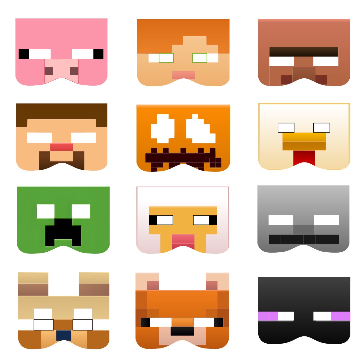 我的世界游戏周边MC狐狸末影人派对半脸面罩拍照道具舞会diy面具