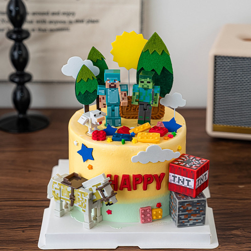 网红我的世界蛋糕装饰摆件史蒂夫儿童男孩生日甜品台装扮插件配件,模玩/动漫/周边/娃圈三坑/桌游,游戏/电竞实物周边,淘宝优惠券,粉丝福利购,淘宝优惠卷