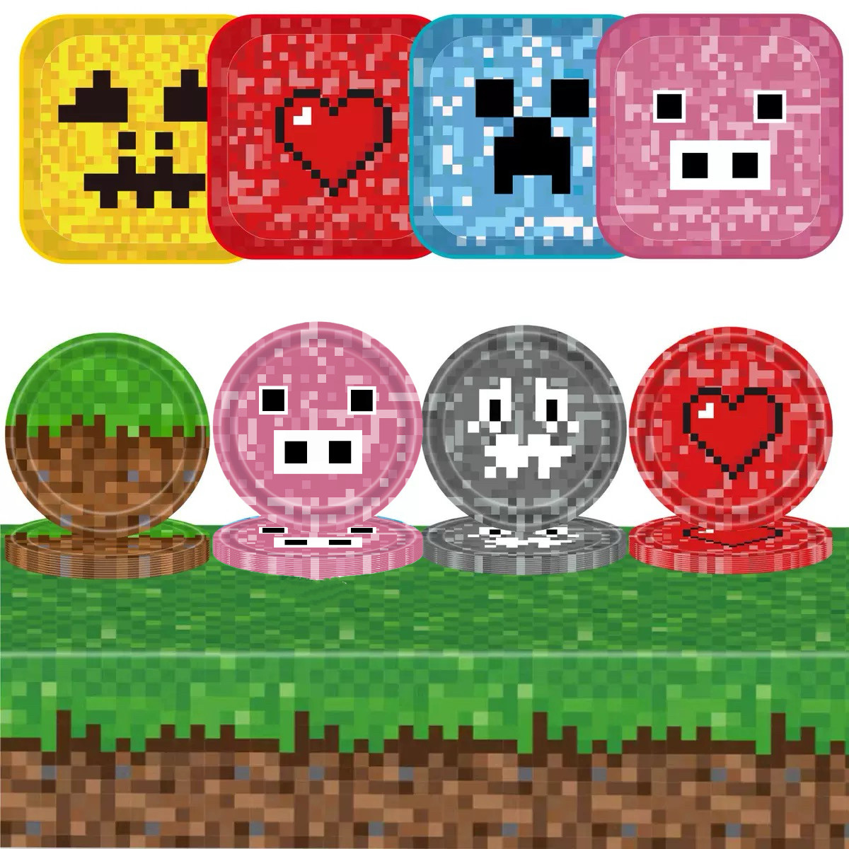 我的世界游戏周边卡通派对用品儿童游戏一次性餐盘纸杯纸巾桌布,模玩/动漫/周边/娃圈三坑/桌游,游戏/电竞实物周边,淘宝优惠券,粉丝福利购,淘宝优惠卷