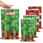 马赛克像素我 饰礼品袋糖果袋回礼 世界主题生日聚会餐具场地装