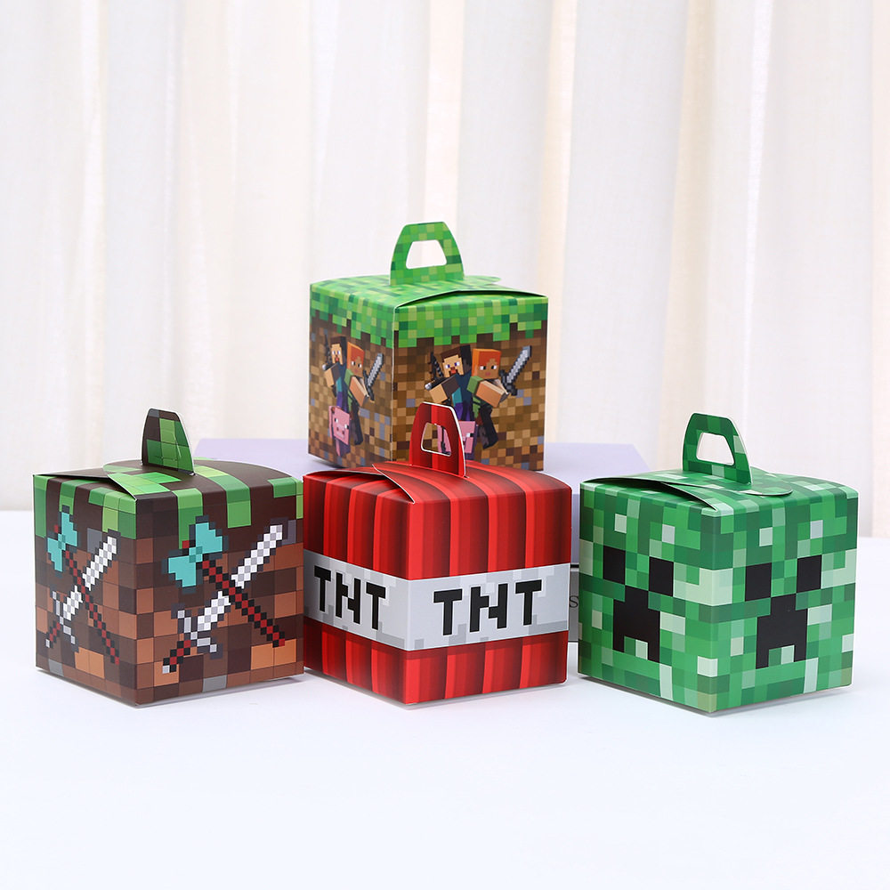 卡通印花方底纸盒蛋糕西式糕点包装盒零食糖果打包空盒手提盒批发