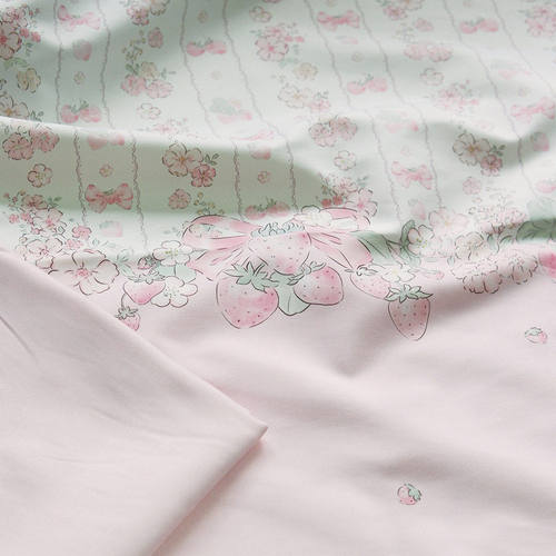 菜家布铺 甜蜜草莓印花破卡布料防泼水外套羽绒服马甲防风服面料