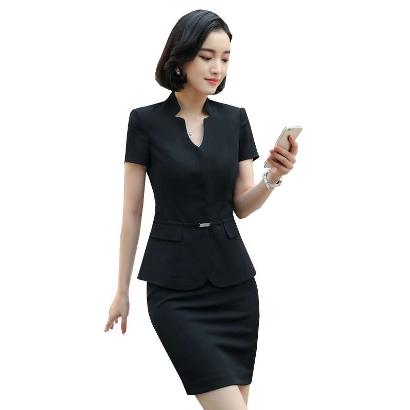 夏季女士短袖西装套装工作服