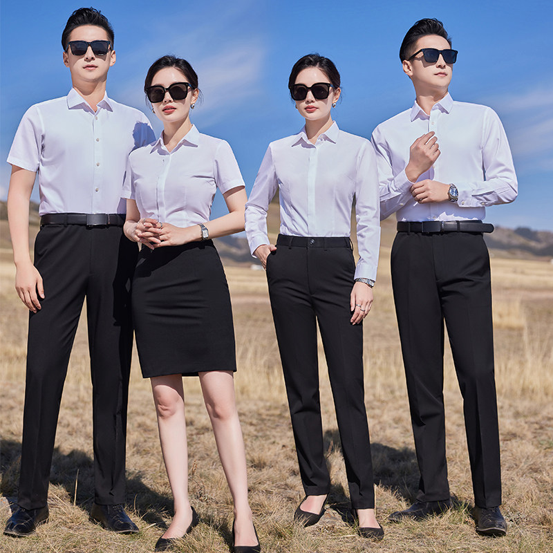高端职业装气质女神范职场2025纯棉白衬衫长袖正装工作服答辩穿搭