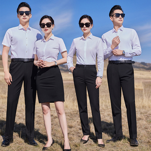 高端职业装气质女神范职场2025纯棉白衬衫长袖正装工作服答辩穿搭
