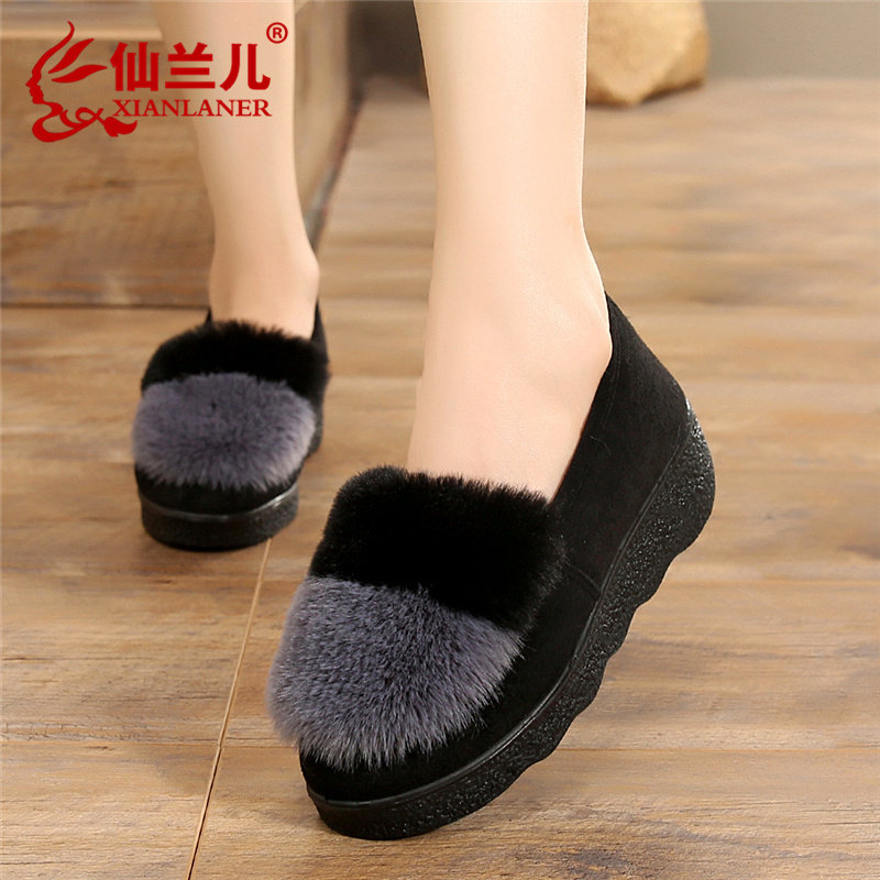 2025秋冬新款时尚豆豆鞋女厚底棉鞋加绒保暖毛毛鞋韩版百搭懒人鞋,女鞋,传统布鞋,淘宝优惠券,粉丝福利购,淘宝优惠卷