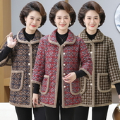 妈妈冬装 马甲加绒加厚格子小棉袄 半袖 中袖 棉衣女中老年人保暖新款