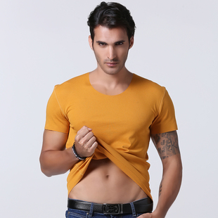 男圆领韩版 体恤大码 t恤运动紧身半袖 男士 纯色打底衫 纯棉无痕短袖
