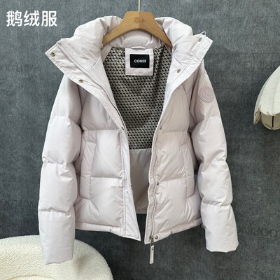 白鹅绒2025新款羽绒服女短款连帽可拆加厚保暖鹅绒服面包服外套
