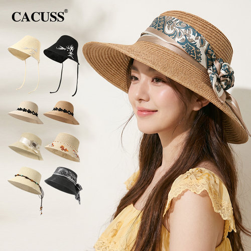 CACUSS夏季遮阳显脸小沙滩草帽女