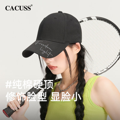 CACUSS帽子女显脸小纯棉棒球帽春夏防晒遮阳帽新款情侣运动鸭舌帽