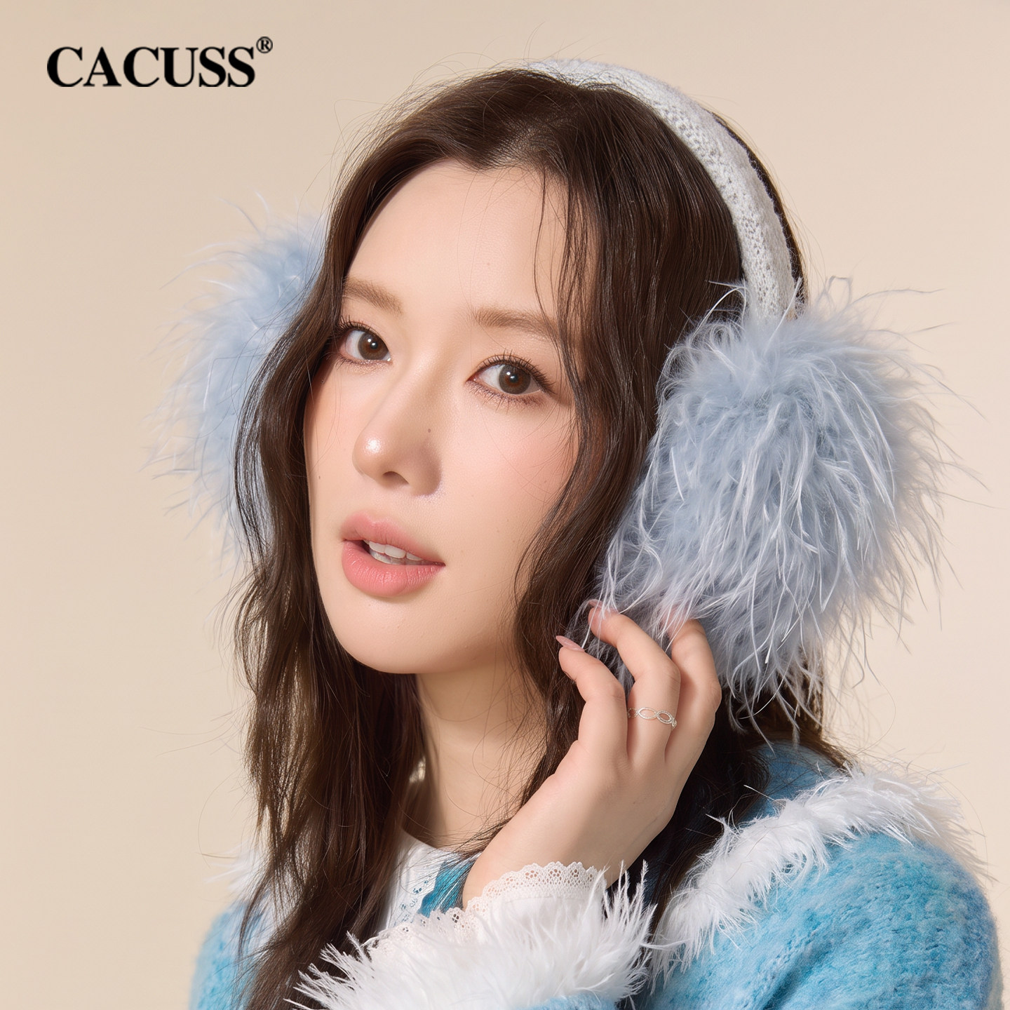 CACUSS毛绒耳罩女生秋冬显脸小长绒耳包氛围感保暖耳捂子防寒耳套
