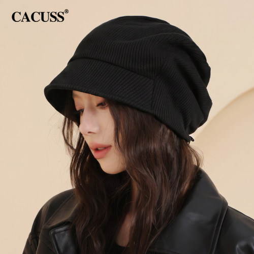 CACUSS显脸小复古针织包头堆堆帽