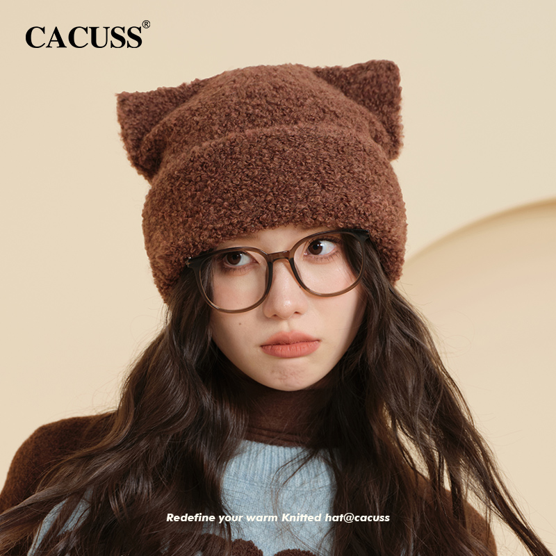 CACUSS猫耳朵可爱时尚护耳针织帽