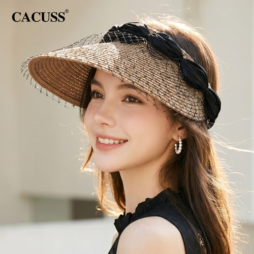 CACUSS赫本风空顶草编遮阳帽女夏