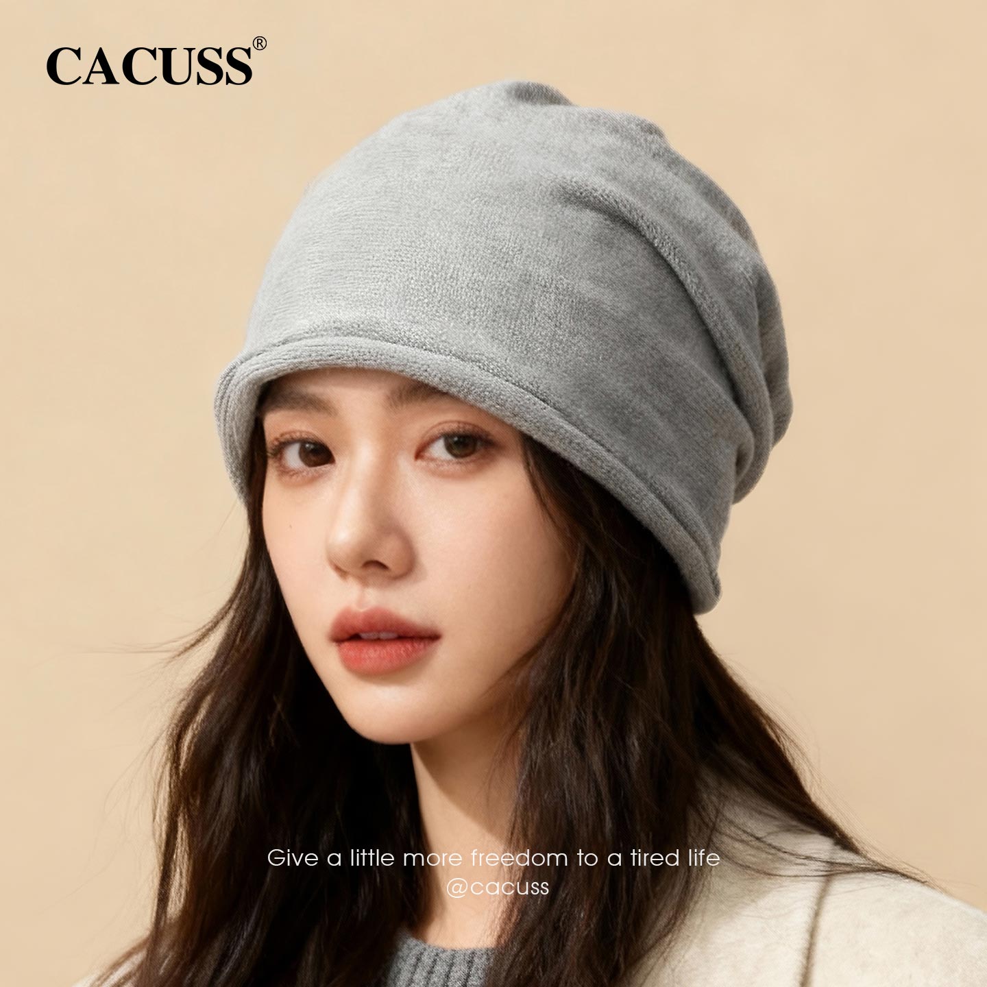 CACUSS护耳针织帽女秋冬堆堆帽