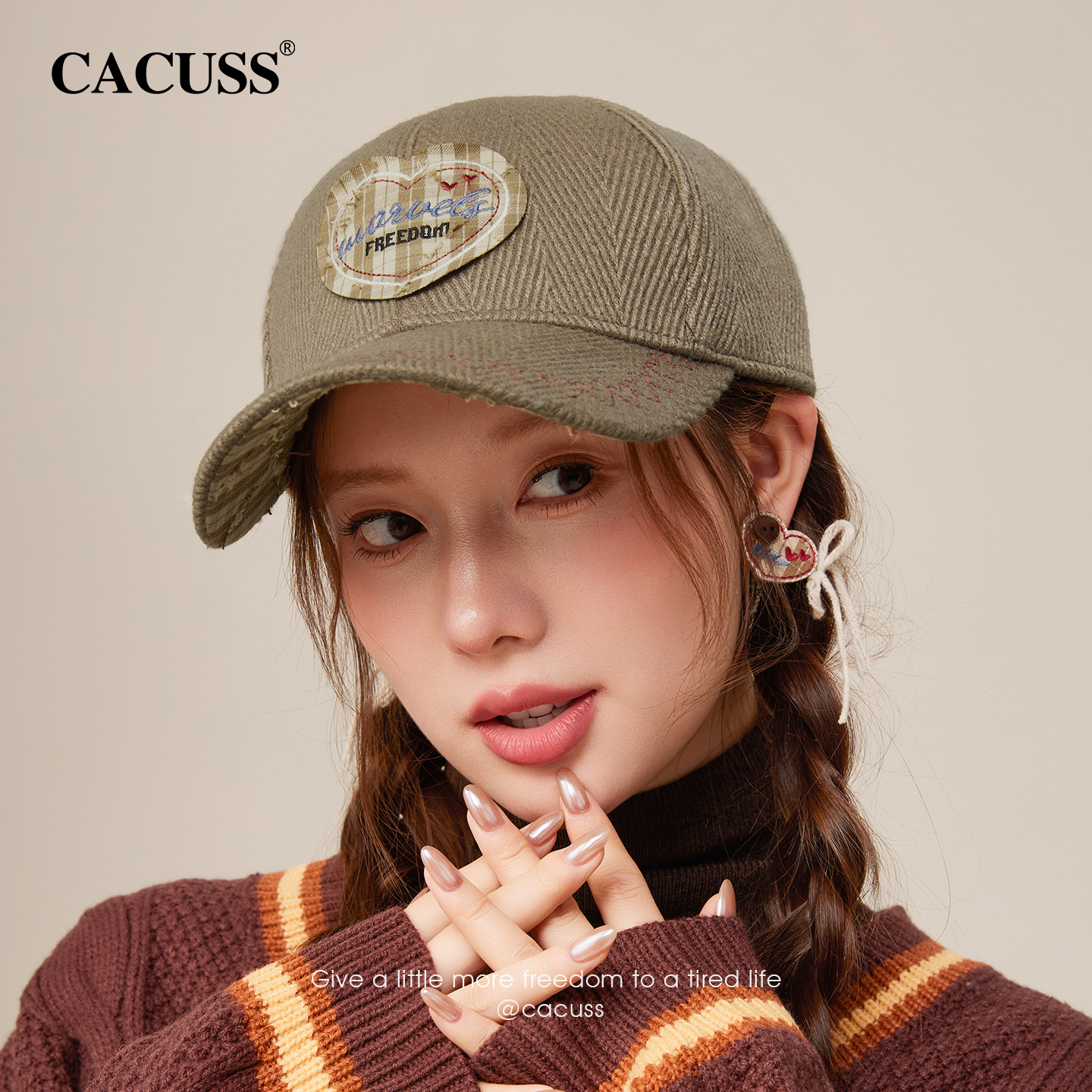 CACUSS秋季新款羊毛硬顶棒球帽女