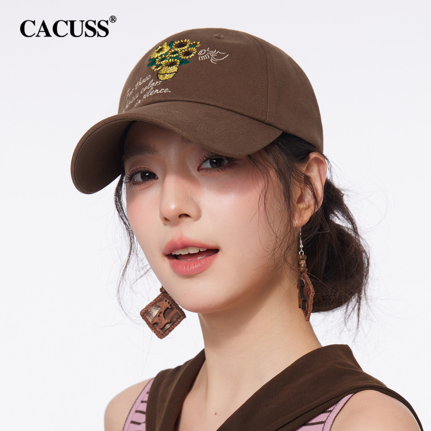 CACUSS鸭舌帽女春夏帽子油画花朵棒球帽纯棉软顶显脸小户外遮阳帽 - cacuss旗舰店出品