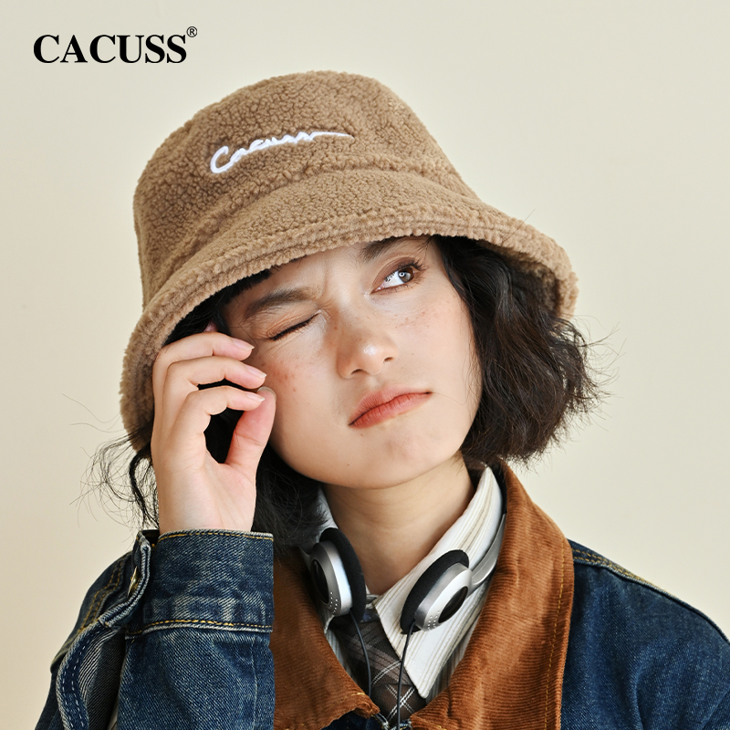 CACUSS仿羊羔毛大头围渔夫帽