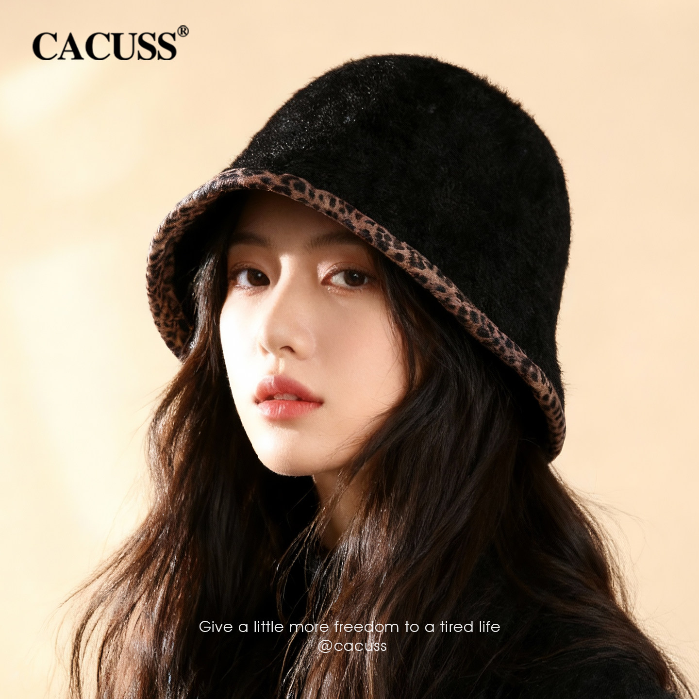 CACUSS帽子女冬保暖防寒渔夫帽显脸小时尚豹纹水桶帽毛绒开叉盆帽,服饰配件/皮带/帽子/围巾,帽子,淘宝优惠券,粉丝福利购,淘宝优惠卷
