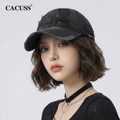 CACUSS纯棉破洞大头围棒球女春夏