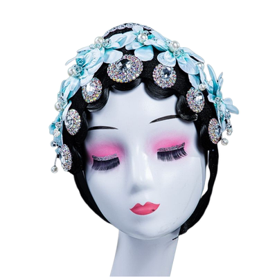 戏曲中国风京剧古典舞蹈艺考头饰桃李杯锦瑟演出花旦一体头套头饰