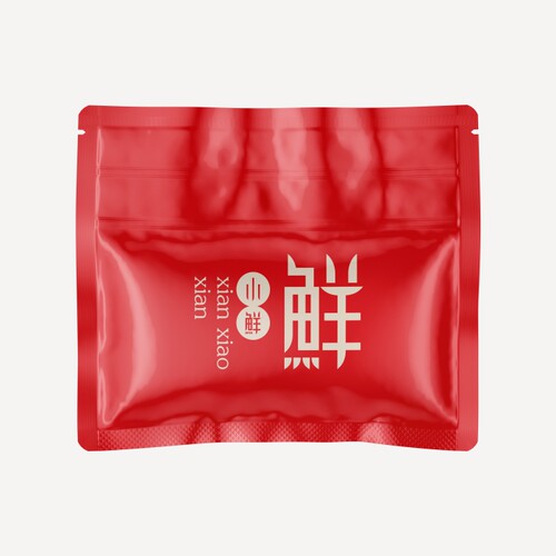 1款高端提案展示PSD密封小食品包装袋VI样机logo智能贴图mockup