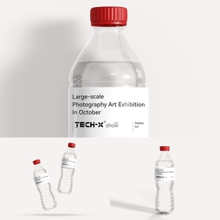 3角度矿泉水瓶特写VI样机作品集展示logo提案PSD智能贴图效果图