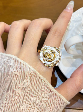 PURE夸张玫瑰花朵戒指女2026春季新款轻奢重工指环宫廷复古食指戒