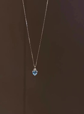 PURE蓝眼泪项链mini吊坠女小众设计轻奢高颜值显白精致闪钻锁骨链