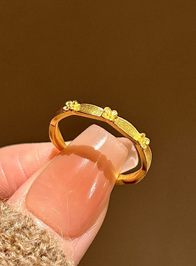 PURE富贵小桂花戒指2025新款中式旗袍指环女尾戒招贵人食指戒