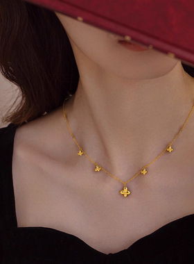 PURE法式精致小蝴蝶吊坠项链镀金日常百搭甜美锁骨链不掉色配饰