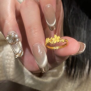 PURE 蝶恋花戒指女镀真金轻奢感时尚潮流小众指环女小红人戒指