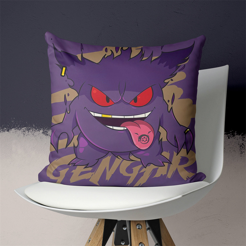宝可梦周边耿鬼动漫抱枕毛绒玩偶沙发靠垫双面图定制枕套创意礼物