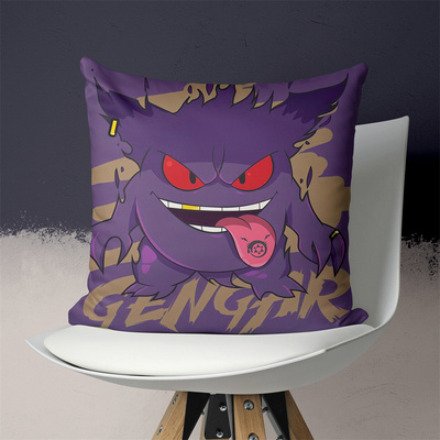 宝可梦周边耿鬼动漫抱枕毛绒玩偶沙发靠垫双面图定制枕套创意礼物