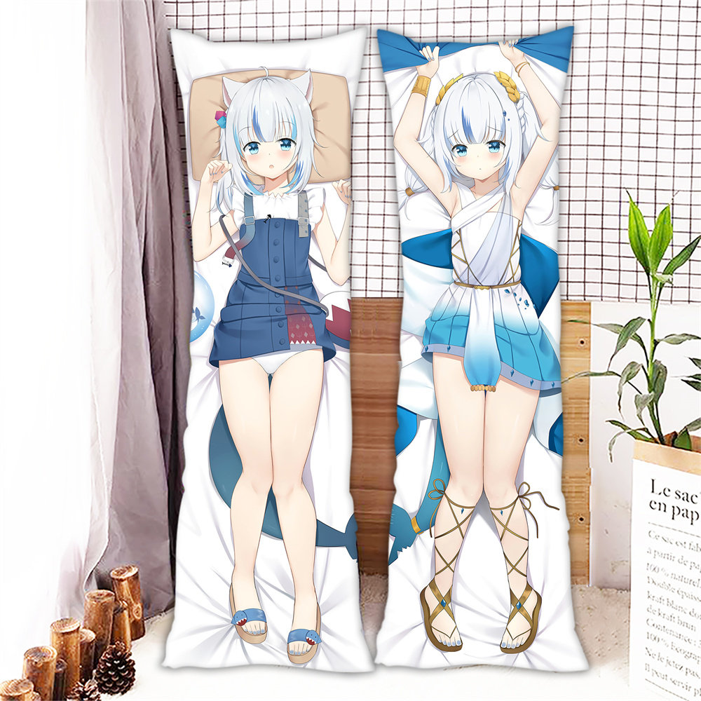 噶呜古拉等身抱枕小鲨鱼动漫长条床头靠背枕二次元可爱全身枕头套