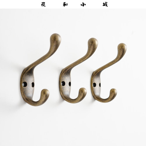 花和小城 亨利经典美式挂钩 DIY玄关钥匙挂钩窗帘单钩挂衣钩3个装