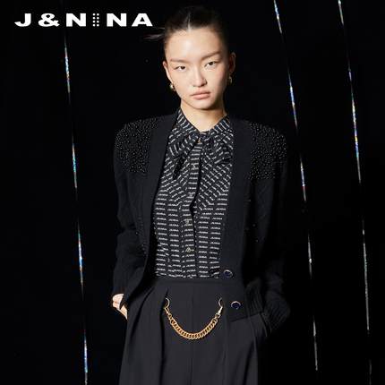 J＆NINA桑蚕丝真丝衬衫女秋冬内搭叠穿打底衬衣可外穿复古设计感