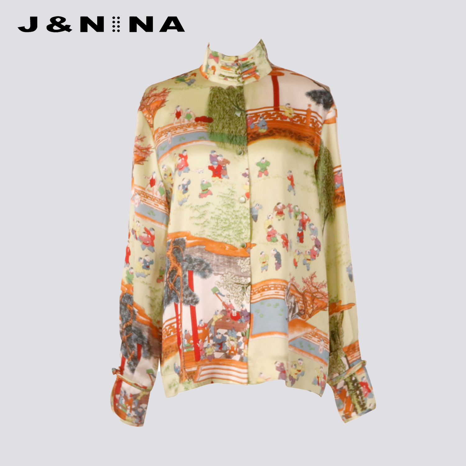 JNINA国风小衫新中式圆领对襟