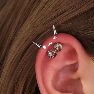 龙爪长尖恶魔角耳骨垂直helix耳钉高位耳轮医用钢养耳洞精致