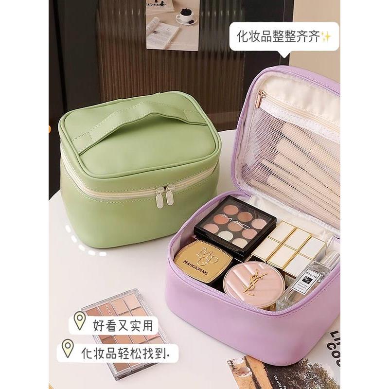 正品新款化妆包便携外出简约防水特大容量手提化妆包旅游多功能