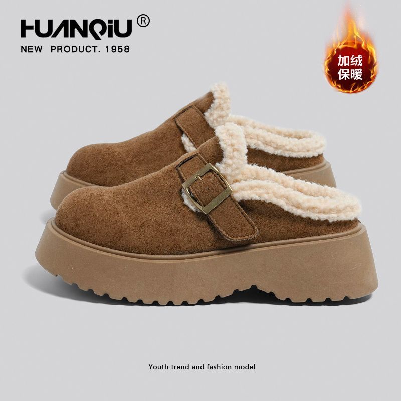 环球女鞋棉拖鞋包头懒人一脚蹬毛毛鞋冬季加绒保暖外穿加厚勃肯鞋