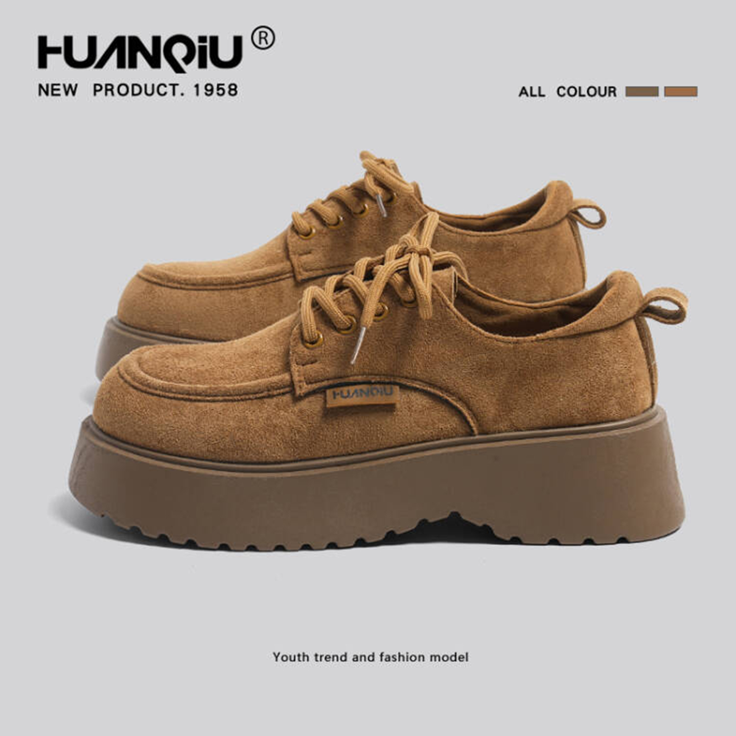 环球勃肯鞋女鞋厚底松糕鞋英伦风小皮鞋百搭复古舒适系带女款单鞋