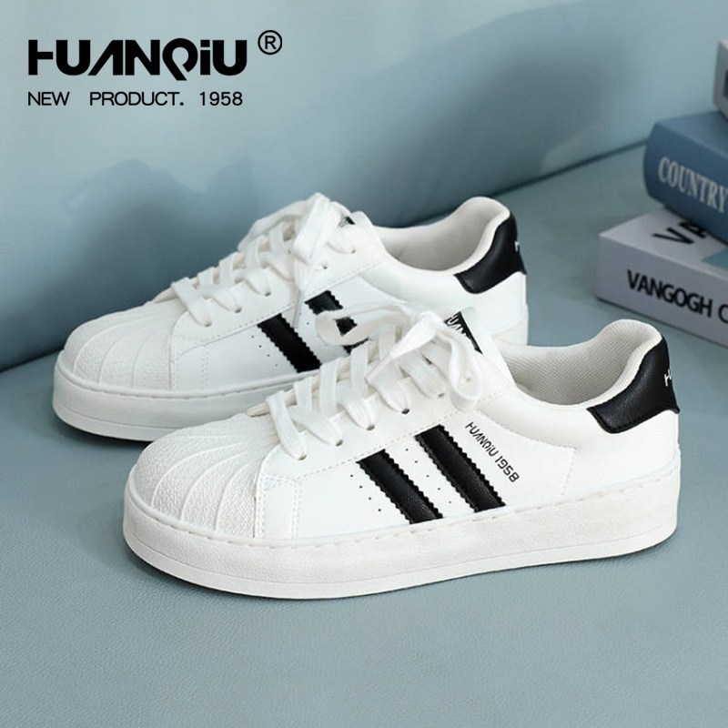 环球贝壳头小白鞋女鞋圆头平底单鞋轻便软底白色学生低帮休闲板鞋,女鞋,休闲板鞋,淘宝优惠券,粉丝福利购,淘宝优惠卷