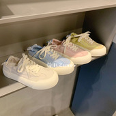 休闲运动小白鞋 芭蕾平底鞋 女2025新款 夏季 绑带德训鞋 透气阿甘鞋